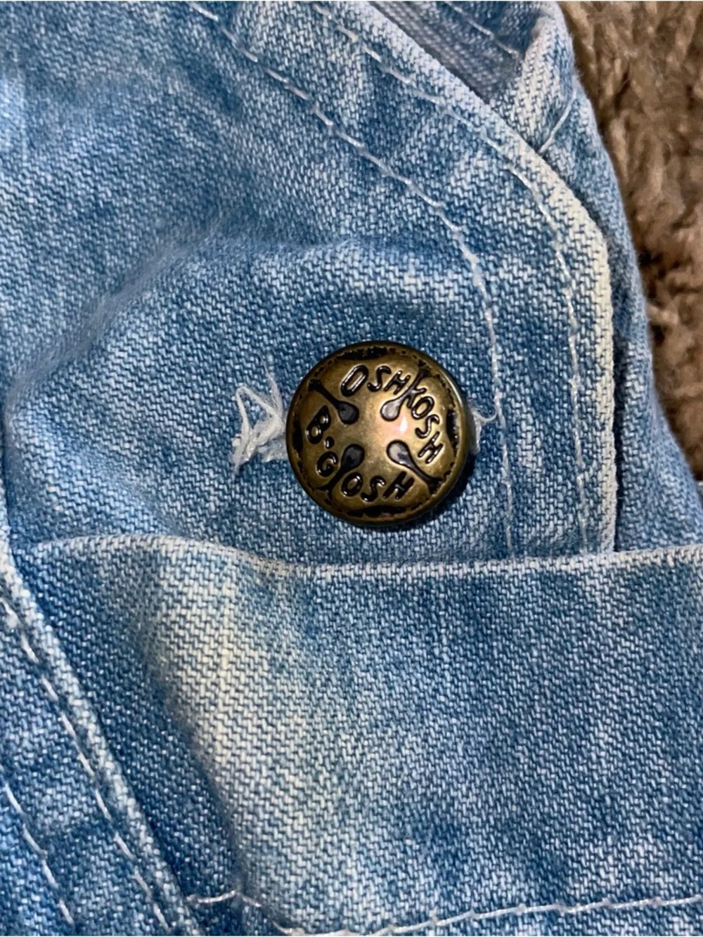 VNTGE USA MADE OshKosh B'gosh VestBak Denim Overalls with Red Logo Patch 6/9MNTH